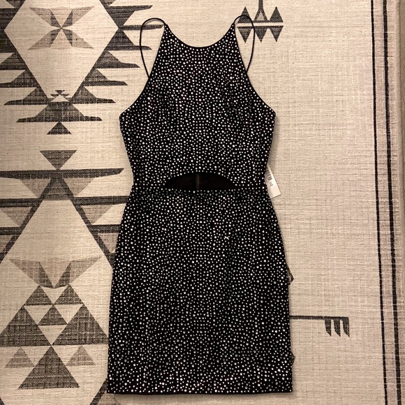 NWT Alice & Olivia Black Embellished Cut-Out Dress - Picture 1 of 4